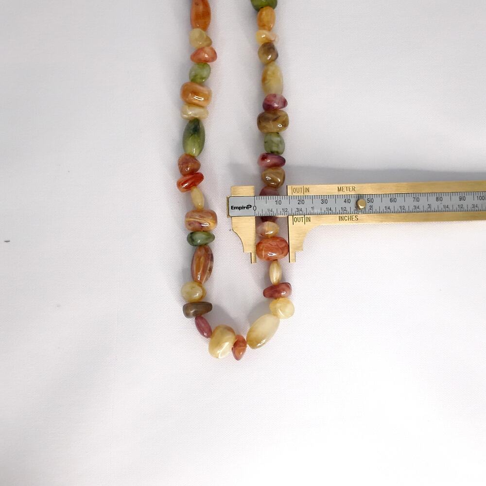 Multicolor Vintage Agate Jasper 30" Long Necklace - Picture 6 of 8
